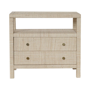 Paloma 2 Drawer Raffia Wrapped Night Stand with Shelf, 28"W, Natural