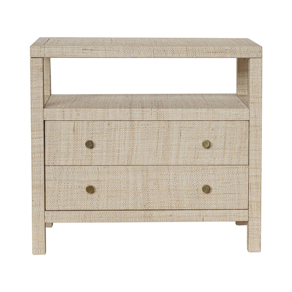 Paloma 2 Drawer Raffia Wrapped Night Stand with Shelf, 28"W, Natural