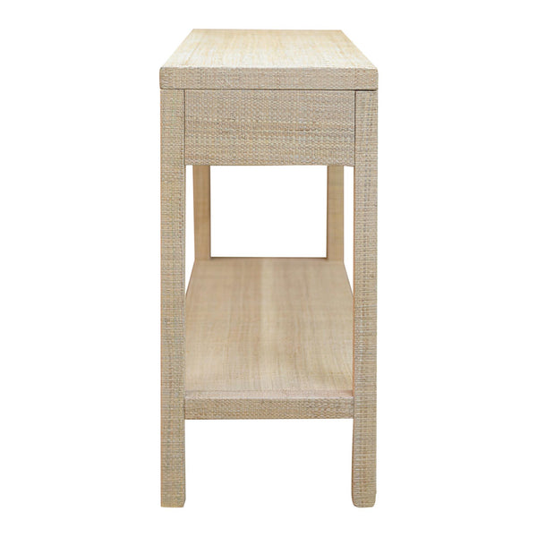 Paloma 2 Drawer Raffia Wrapped Console Table with Shelf, 40"W, Natural