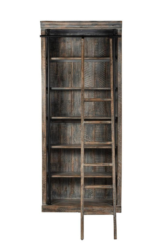 Naomi Bookcase with Ladder - Reclaimed Pine / Iron-Blue Hand Home
