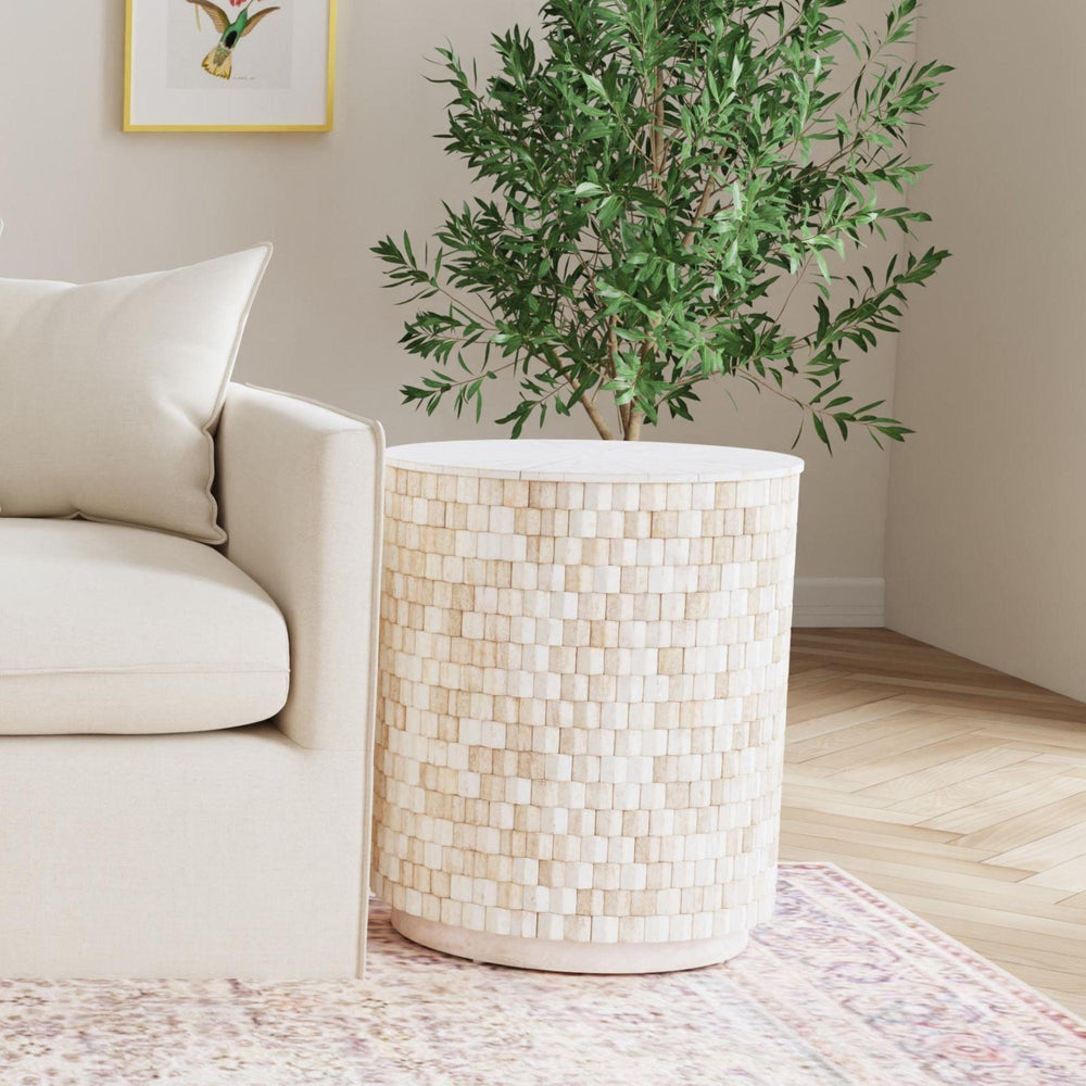 Fulton Storage Side Table, White Wash