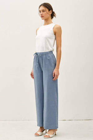 TENCEL WIDE LEG PANTS-Blue Hand Home