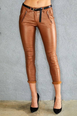 WAX COATED CRINKLE PANT BELT POCKETS (813042-PU)-Blue Hand Home