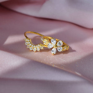 Moonstone and Diamond Rainbow Arc Ring-Blue Hand Home