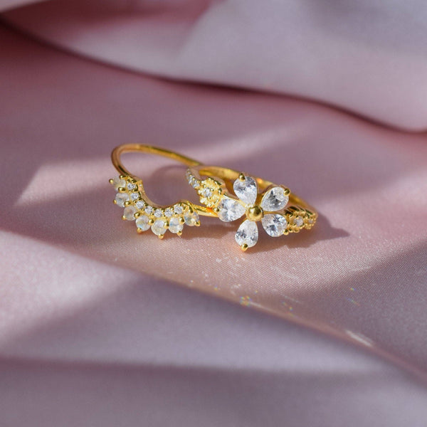 Moonstone and Diamond Rainbow Arc Ring-Blue Hand Home