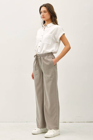 TENCEL WIDE LEG PANTS-Blue Hand Home