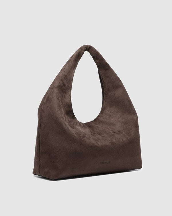 Monaco Shoulder Bag - Suede Chocolate-Blue Hand Home