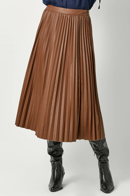 60289 Leather Pleating Skirt-Blue Hand Home