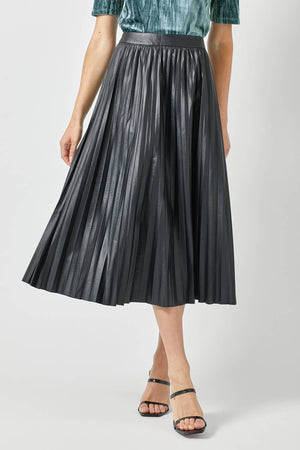 60289 Leather Pleating Skirt-Blue Hand Home
