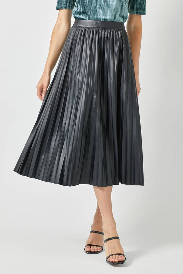 60289 Leather Pleating Skirt-Blue Hand Home