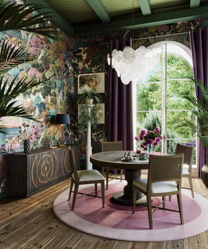 Beatnik Round Dining Table 60" In Java Brown-Blue Hand Home