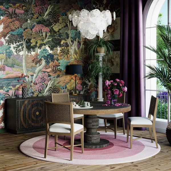 Beatnik Round Dining Table 60" In Java Brown-Blue Hand Home