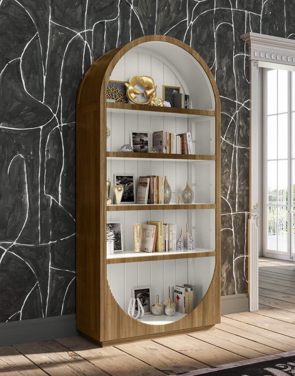 Bilbao Bookcase In Antique French Oak W/ True White Interior-Blue Hand Home