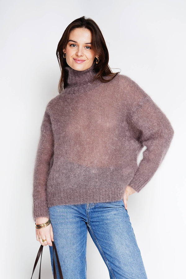 80% kid mohair sweater 3026: Gris foncé-Blue Hand Home