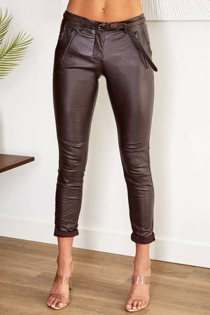 WAX COATED CRINKLE PANT BELT POCKETS (813042-PU)-Blue Hand Home