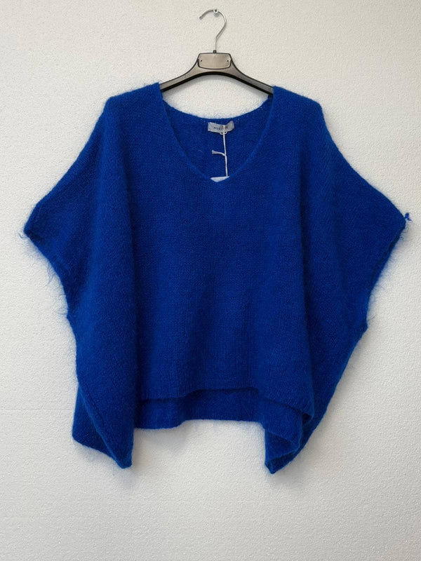 Mohair poncho sweater 7627-Blue Hand Home