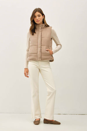 NEW COLOR-SUEDE LIKE PUFFER VEST-Blue Hand Home