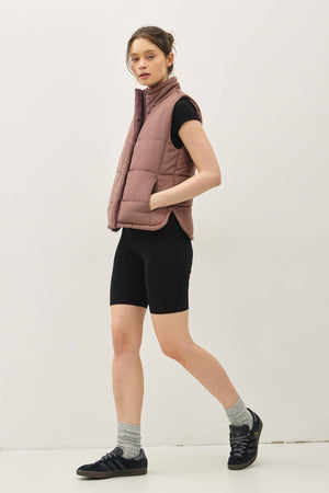 NEW COLOR-SUEDE LIKE PUFFER VEST-Blue Hand Home