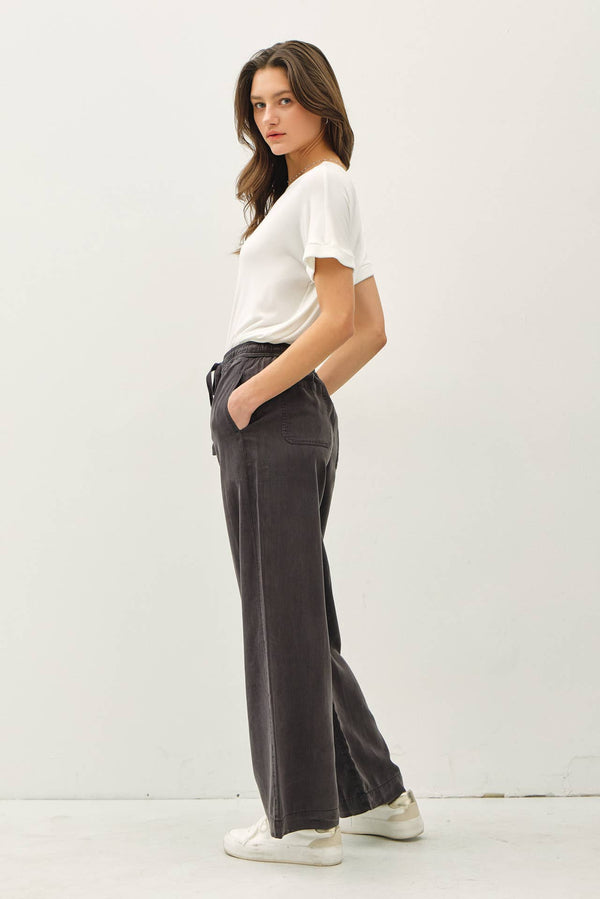 TENCEL WIDE LEG PANTS-Blue Hand Home