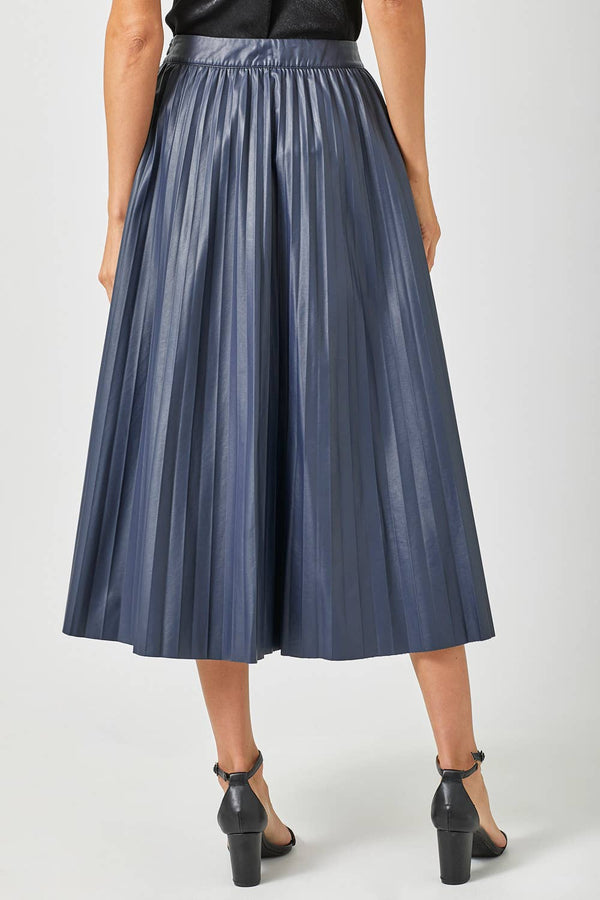 60289 Leather Pleating Skirt-Blue Hand Home