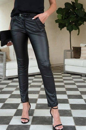 WAX COATED CRINKLE PANT BELT POCKETS (813042-PU)-Blue Hand Home