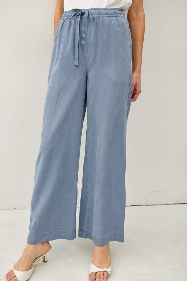 TENCEL WIDE LEG PANTS-Blue Hand Home