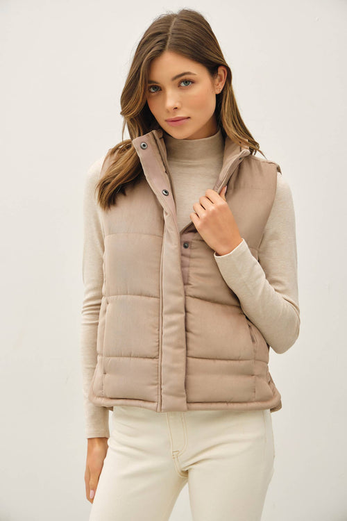 NEW COLOR-SUEDE LIKE PUFFER VEST-Blue Hand Home