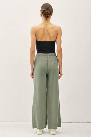TENCEL WIDE LEG PANTS-Blue Hand Home