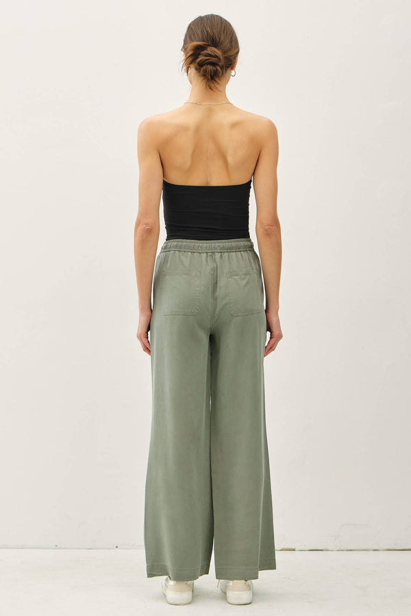 TENCEL WIDE LEG PANTS-Blue Hand Home