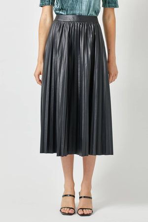 60289 Leather Pleating Skirt-Blue Hand Home