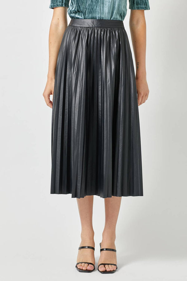 60289 Leather Pleating Skirt-Blue Hand Home