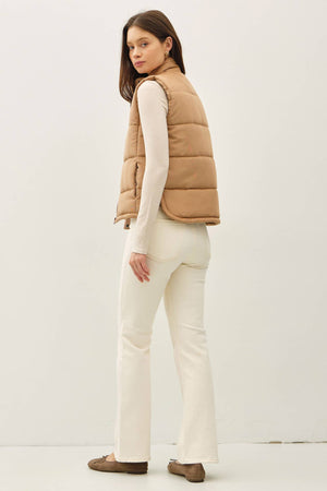 NEW COLOR-SUEDE LIKE PUFFER VEST-Blue Hand Home