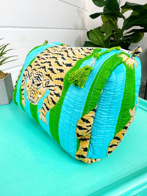 Cosmetics Bag | Quilted Makeup Bags | Toiletry Bag | Tiger-Blue Hand Home