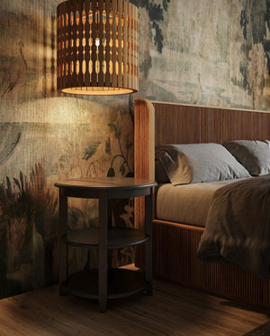 Luna Round 3 Tier Side Table In Batavia Black-Blue Hand Home