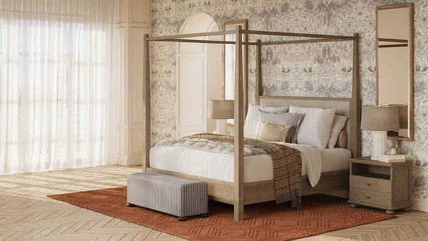 Luna Canopy Bed King-Blue Hand Home