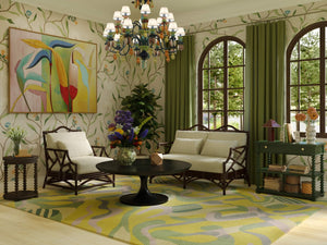 Pierre Round Coffee Table in Batavia Black-Blue Hand Home