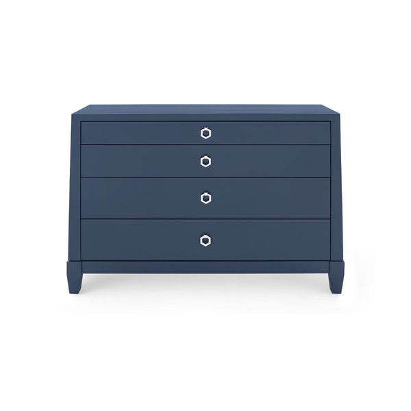 Madison Large 4-Drawer / Navy Blue Lacquer-Blue Hand Home