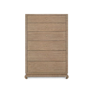 Ming Tall 6-Drawer / Flax Brown-Blue Hand Home