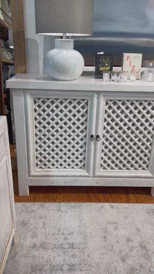 Four Door Lattice Cabinet In White