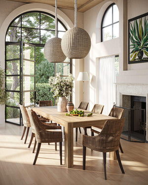 Savanah Rattan Dining Chair w/ Seat Cushion-Blue Hand Home