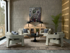 Pierre Round Coffee Table in Batavia Black-Blue Hand Home