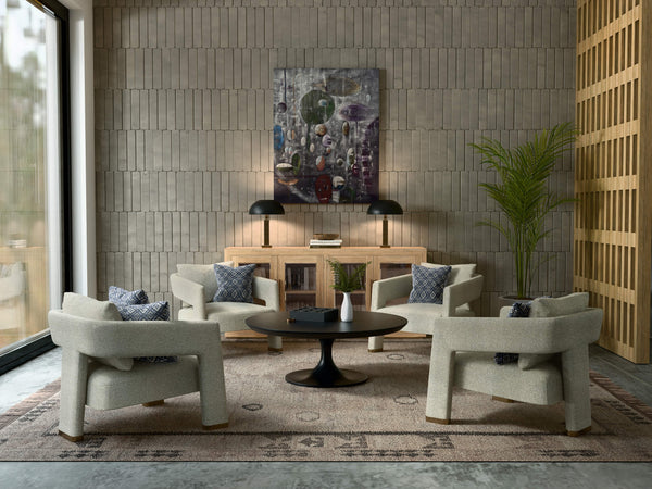 Pierre Round Coffee Table in Batavia Black-Blue Hand Home