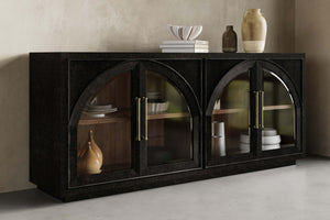 Vannes 4 Door Sideboard w/ Glass Shelves-Blue Hand Home