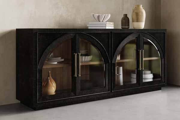 Vannes 4 Door Sideboard w/ Glass Shelves-Blue Hand Home