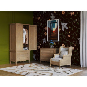 Marina Rattan Chair in Natural Rattan w/ Le Jardin Blue Fabric-Blue Hand Home