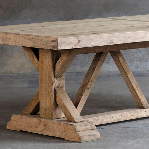 Salvaged Wood Trestle Dining Table-Organic Restoration-Blue Hand Home