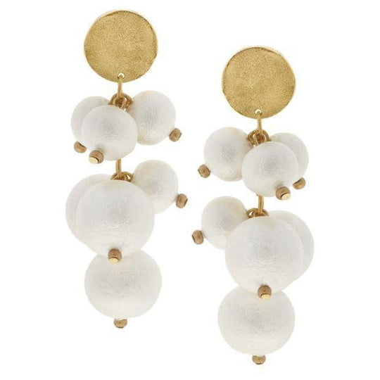 Susan Shaw Genuine Cotton Pearl Cluster Earrings