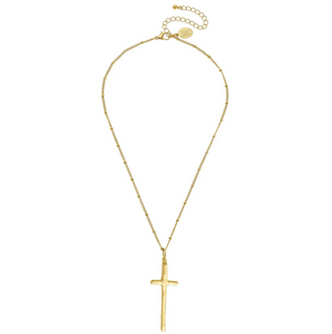 Dainty Tall Cross Necklace-Susan Shaw Jewelry-Blue Hand Home