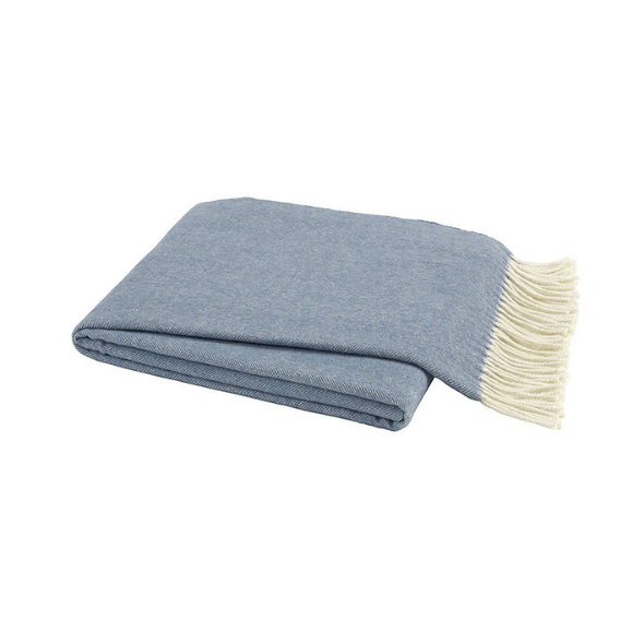 Italian Herringbone Throw-Lands Downunder-Blue Hand Home