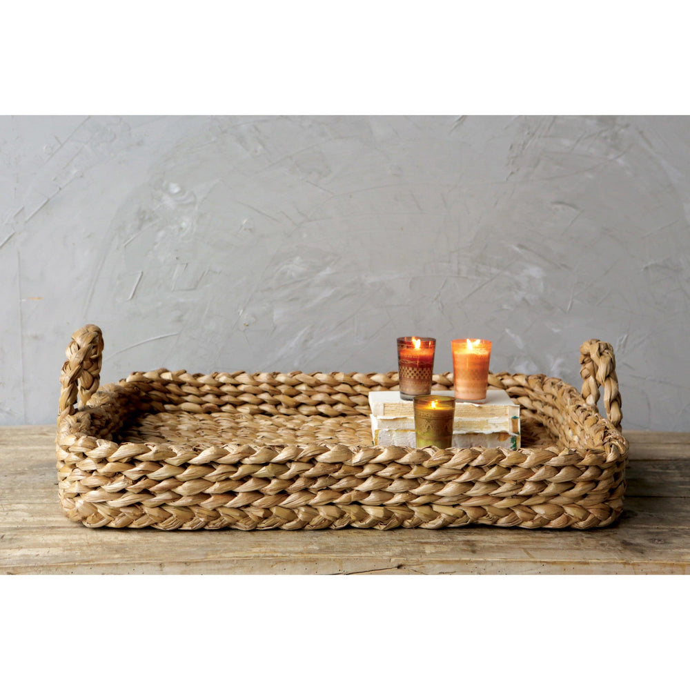 Bankuan Braided Tray w/ Handles-Blue Hand Home